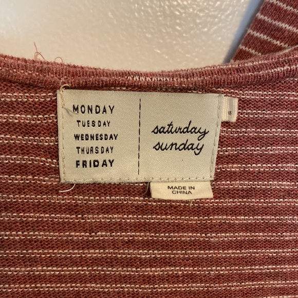 🛍️DONATED | Anthropologie | Dusty Pink Cream Striped Open Angled Cardigan - Picture 3 of 8